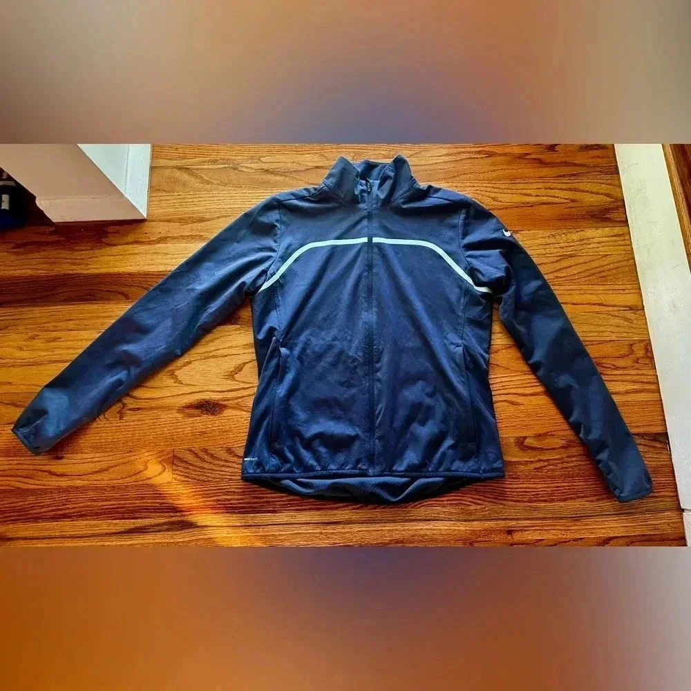 NIKE shield women’s zip up sporty jacket size small - blue